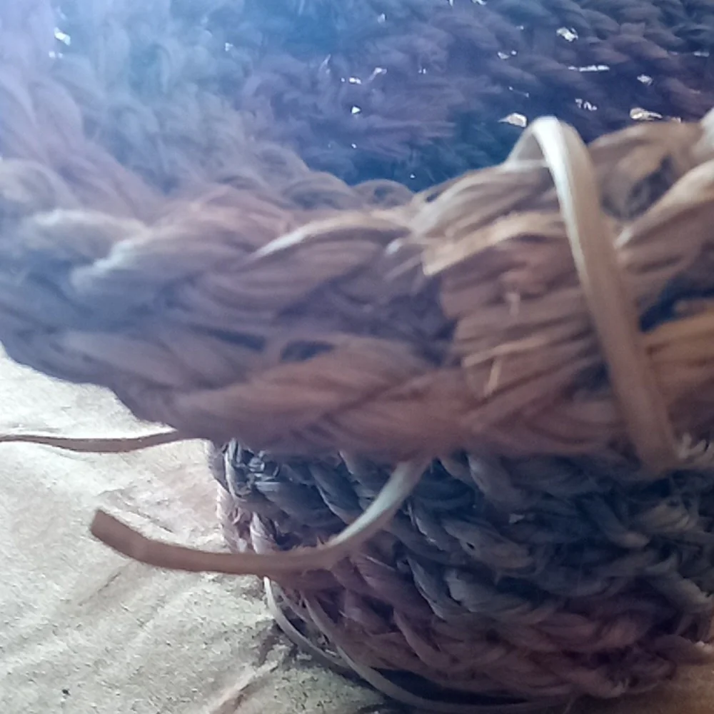 Vintage hemp rope and wicker basket